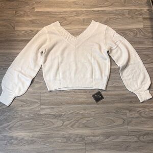 Zaful Women's Elegant Cream V-Neck Sweater